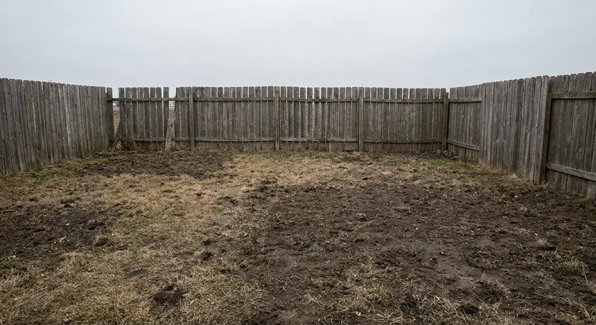 Jardin nu et terne avant aménagement paysager par IA